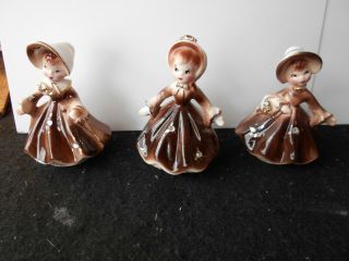 Vintage Enesco Set Of 3 Golden Girls Miss Prudence Dark Brown Salt Pepper Bell