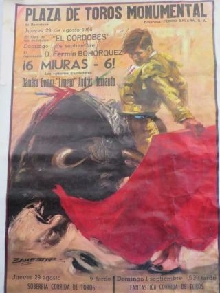 Really Old Poster Bill Board Bull Fighting Barcelona 1968