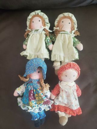 Vintage 1970s Knickerbocker 9 " Holly Hobbie Cloth Rag Dolls