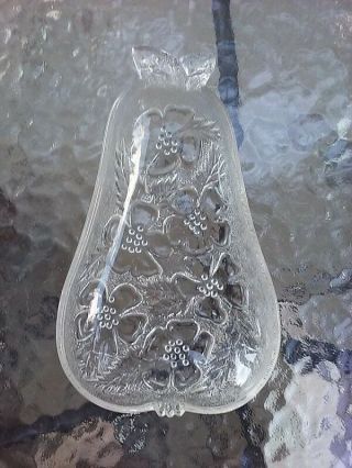 Pear Shaped Glass Dish Spoon Rest Relish Candy Nut Floral Embossed Vintage Tray