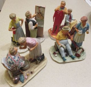 Set Of Four Porcelain Quartet Of Norman Rockwell Four Seasons Figurines