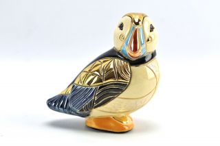 Rinconada Derosa Puffin Bird Figurine Ceramic Sculpture Gold Trim Uruguay