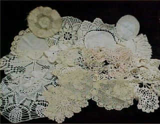 19 Vintage Antique Hand Crocheted Doily Tablecloth White 6 - 16 " Wedding Crafts