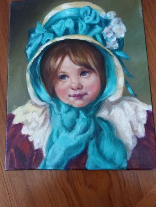 Barnes Like Oil Painting Antique Style Portrait Cherub Angel Girl.  Gorgeous