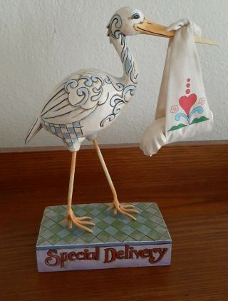 Jim Shore Stork Delivery " Bundle Of Joy " Newborn Baby Gift