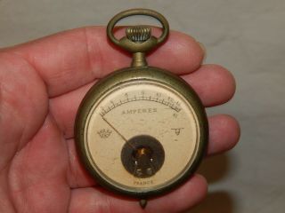 Antique Amperes Gauge Shape Like A Pocket Watch Made In France Steampunk?