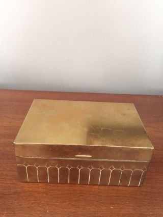 Vintage Brass Wood - Lined Cigarette/trinket Art Deco Box