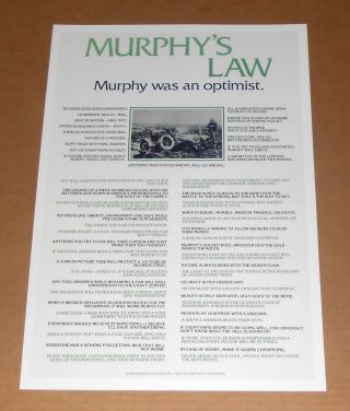 Murphy’s Law Poster 13x19 Murphy Was An Optimist
