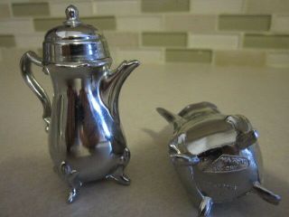 Vtg.  Nu - Trend By Cory Metal Tea Pot Salt/pepper Shakers