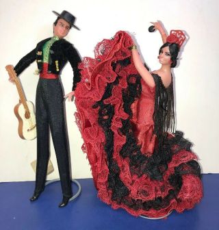 7.  5” Marin Chiclana Spanish Dolls Of The World Vintage Dancers Couple 2 Set