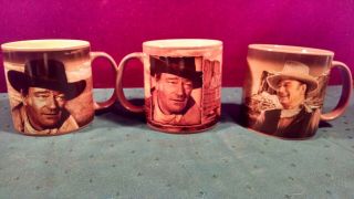 Vandor Set Of 3 Oversized 20oz John Wayne Ceramic Coffee Mugs Cups