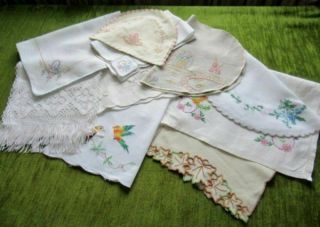 Vintage Tray Cloths - Embroidery Decoration - Col.  Of 10