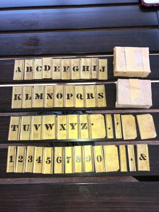 Antique 1/2” Brass Stencil Kit Set 45 Letters & Numbers Extras1/2 " Complete Set