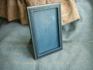 Old Vintage Elegant Blue Gold Tooled Elegant Leather Photo Picture Frame Fine