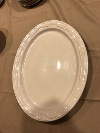 Longaberger Pottery Oval Turkey Platter Woven Traditions Ivory