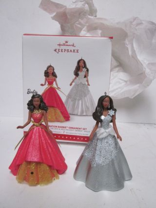 2015 Hallmark Keepsake Christmas Ornaments Celebration Barbie Ornament Set