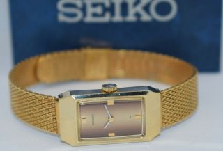 Vintage Seiko 17 - Jewel Cal 11a Gold - Tone Case 11 - 4270 Stelux Ss Band W/orig Box