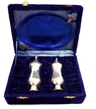Antique/ Vintage Silver Plated Salt,  Pepper Shakers/ Cellars (boxed) - Ba1