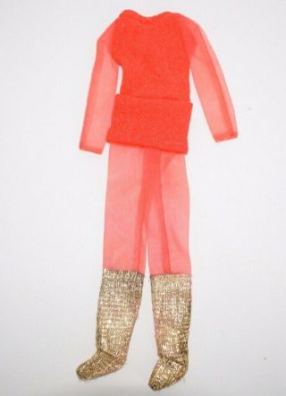 Vintage Live Action P J 1153 Orange Knit Mini Dress Gold Lame Boots No Holes