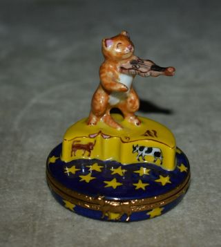 Authentic French Limoges Trinket Box The Cat And Fiddle Mother Goose Peint Main