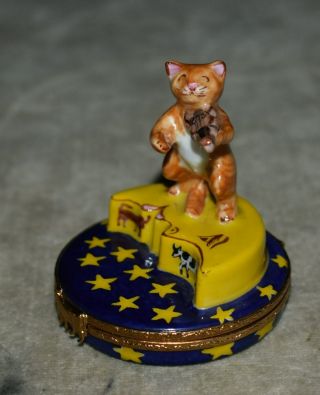 AUTHENTIC FRENCH LIMOGES TRINKET BOX THE CAT AND FIDDLE MOTHER GOOSE PEINT MAIN 3