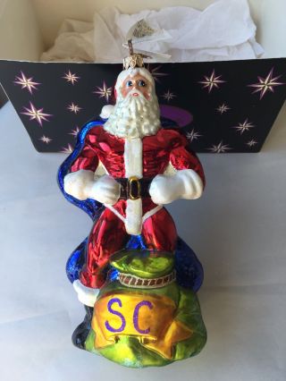 Christopher Radko Mighty Claus 00 - 318 - 0,  9 " Tall Hand Painted & Blown Poland