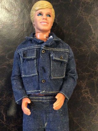 Vintage Blond Ken Doll Mod Way Out West 1720 Denim Jacket & Jeans,  Brown Boots