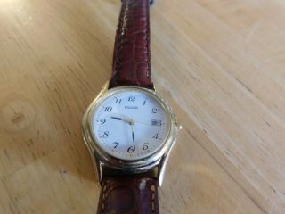 Vintage Pulsar Vx82 - Oaro Gold Tone Date Watch With Fresh Battery