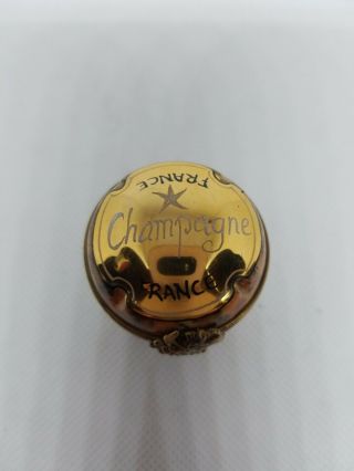 Limoges France Peint Main Champagne Cork Trinket Box