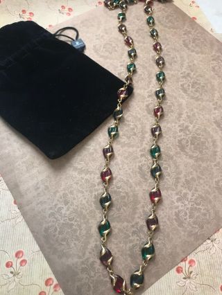 Vintage Signed Swarovski Gold Multi Color Crystal Necklace - Huge 40 Crystals