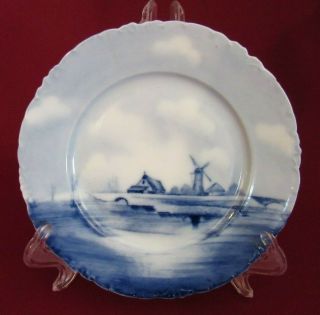 Antique Rosenthal Germany Blue&white Delft Porcelain Wall Plate Winter Farmhouse