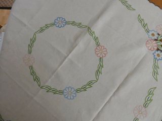 VINTAGE EMBROIDERED CUT WORK 40 INCHES SQUARE APPROX TABLE CLOTH 5