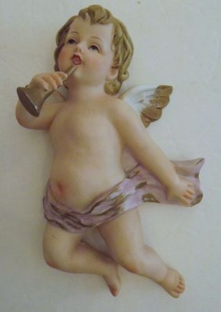 Vintage Angel Porcelain Bisque Hand - Painted Marked Japan 3944 (32)
