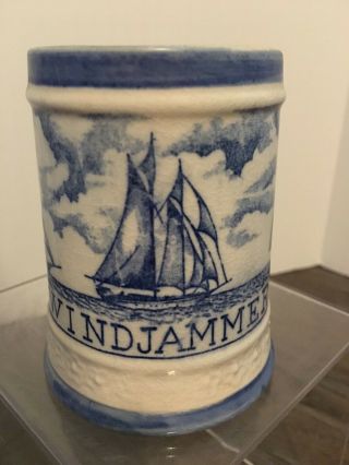 Vintage Windjammer Naughty Mermaid Blue & White Stoneware Coffee Mug 4