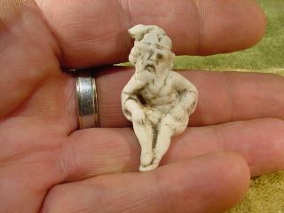 Funny Sitting Bisque Dwarf Doll Hat Age 1890 Excavated Hertwig Art 13390