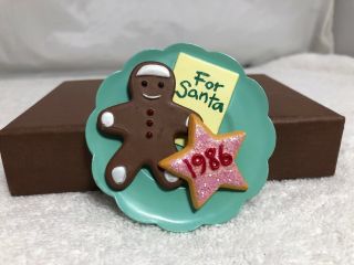 1986 Hallmark Cards Ornaments - Plate With Cookie And Gingerbread Man - For Santa