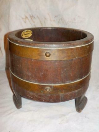 Antique 3 Legged Oak & Copper Barrel Planter By Imperial Melotte Criddle & Smith