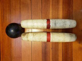 2 Candlepin Bowling Pins With Ball