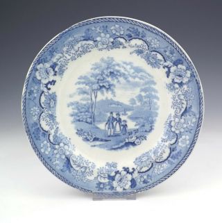 Antique B & G Eton College Pattern - Blue & White Transferware Plate - Lovely