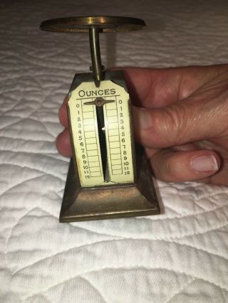 Antique Brass Letter Scale,  Weighs 1 - 12 Ounces