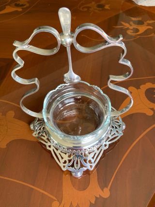 ANTIQUE VICTORIAN SILVER PLATED AND GLASS PRESERVE DISH 2
