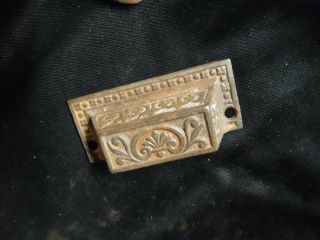 Antique Eastlake Cast Iron Drawer Pull Ornate Victorian