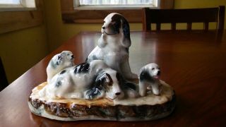 Vintage Occupied Japan Porcelain Family Of Dogs Figurine Wwii