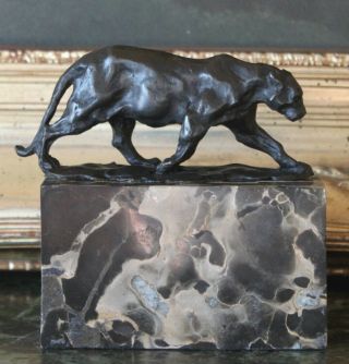 . 01 Bid Jaguar Cat Car Collector Cougar Panther Bronze Marble Statue Bookend