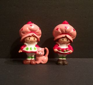 2 Vintage Kenner Strawberry Shortcake Miniature Pvc Figures W Berries,  Custard