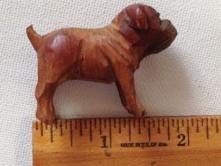 Antique/vintage Small Hand Carved Wood Bull Dog Figure Signed