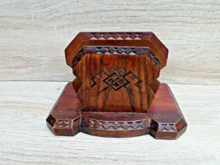 Antique Swedish Hand Carved Wooden Mail/box/napkin Holder