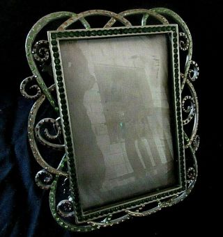 Jay Strongwater Scalloped Picture Frame Swarovski Crystals 4 X 5