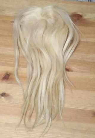 Vintage 100 Human Hair Doll Wig Blonde With Comb Clip 13 "