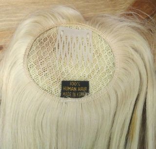 Vintage 100 Human Hair Doll Wig Blonde With Comb Clip 13 